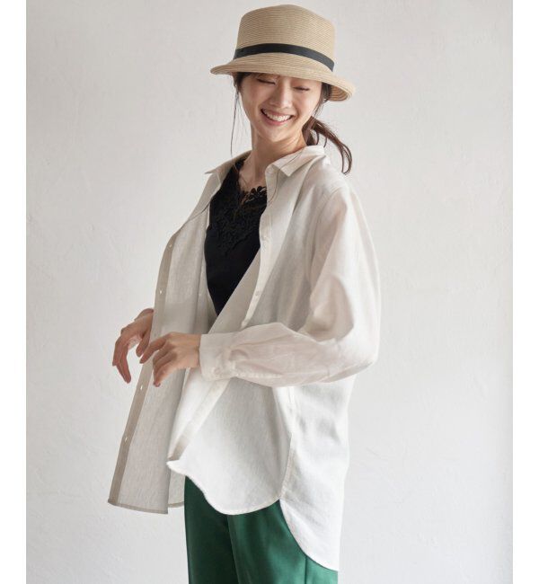 ikka「フレンチリネンMIX長袖シャツ」|シャツ・ブラウス|オフホワイト