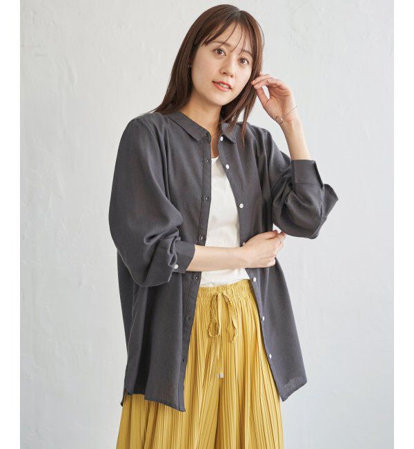 ikka「フレンチリネンMIX長袖シャツ」|シャツ・ブラウス|