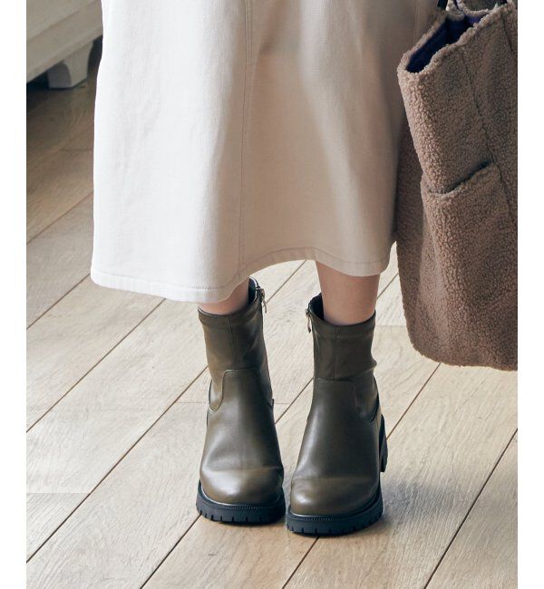 ikka「PUストレッチトラックソールブーツ」|その他|カーキ