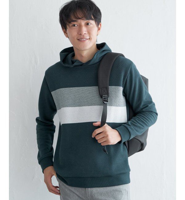 ikka「ブロックスジャカードパーカー」|パーカー|グリーン