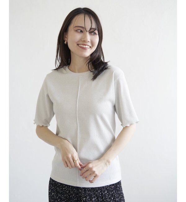 ikka「ラメテレコ前後2WAYメローT」|Tシャツ・カットソー|オフホワイト