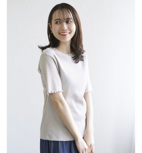 ikka「ラメテレコ前後2WAYメローT」|Tシャツ・カットソー|