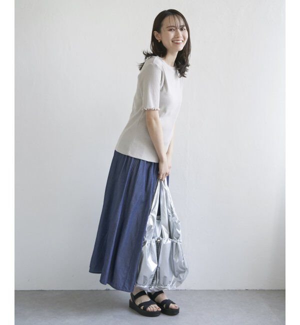 ikka「ラメテレコ前後2WAYメローT」|Tシャツ・カットソー|