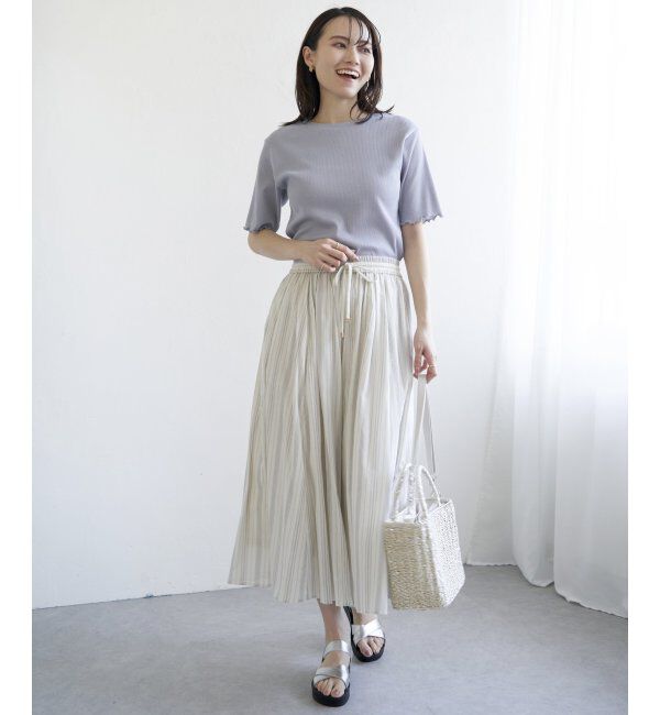 ikka「ラメテレコ前後2WAYメローT」|Tシャツ・カットソー|