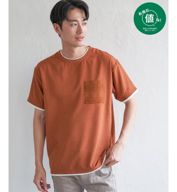 ikka「イージーケアリネンライクシャツT」|シャツ・ブラウス|オレンジ