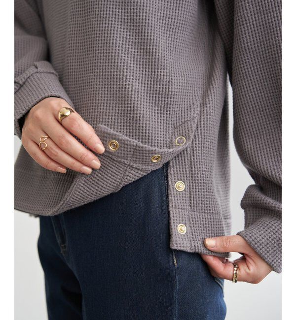 ikka「ラメワッフル裾リングドットプルオーバー」|その他|