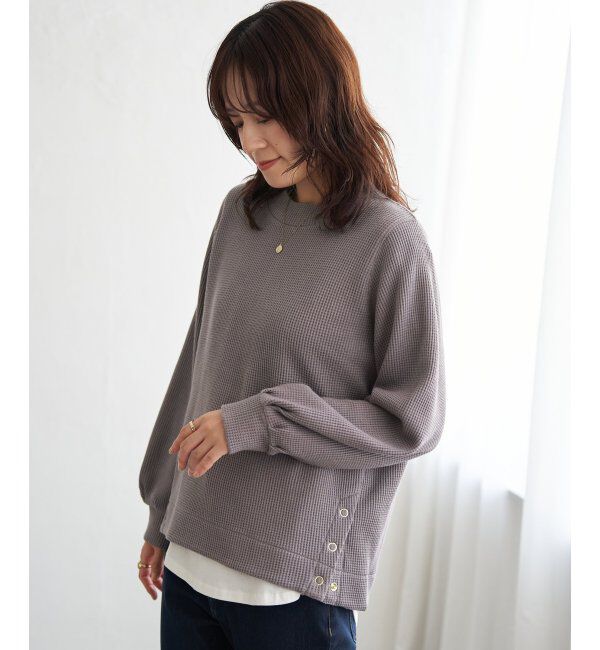 ikka「ラメワッフル裾リングドットプルオーバー」|その他|