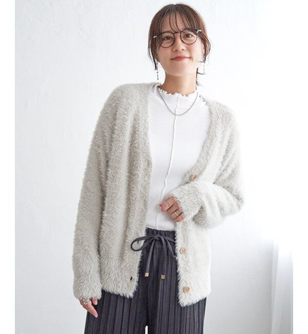 ikka「フェザーVネックカーディガン」|その他|グレー