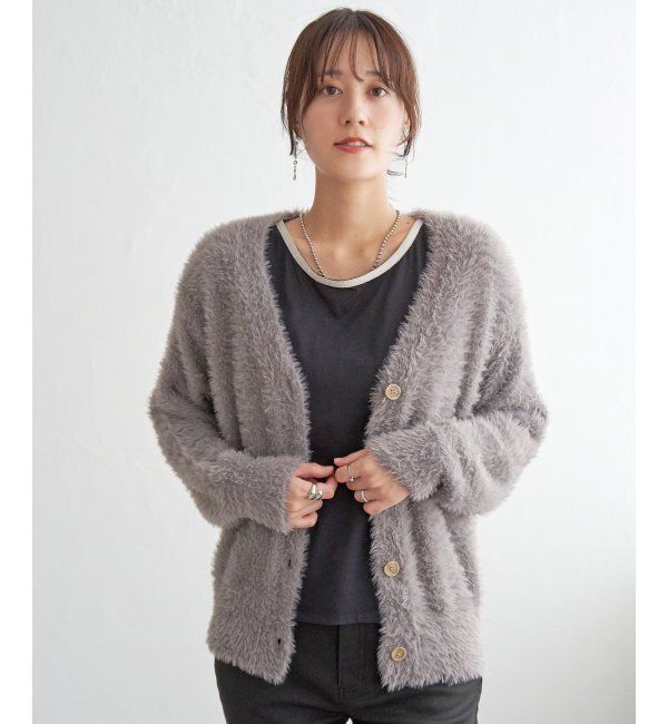 ikka「フェザーVネックカーディガン」|その他|コーヒー