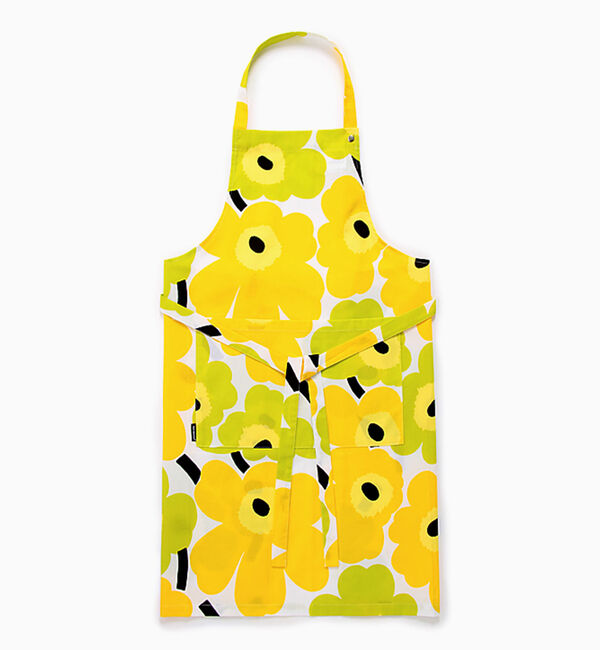 Marimekko「Pieni Unikko エプロン」|その他|ホワイト&times;ライム