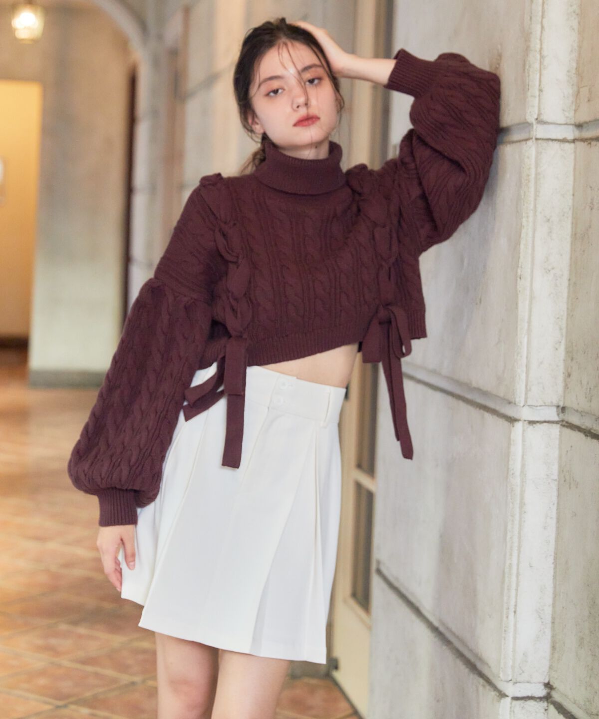 REDYAZEL「タックプリーツミニスカート」|フレア|オフ