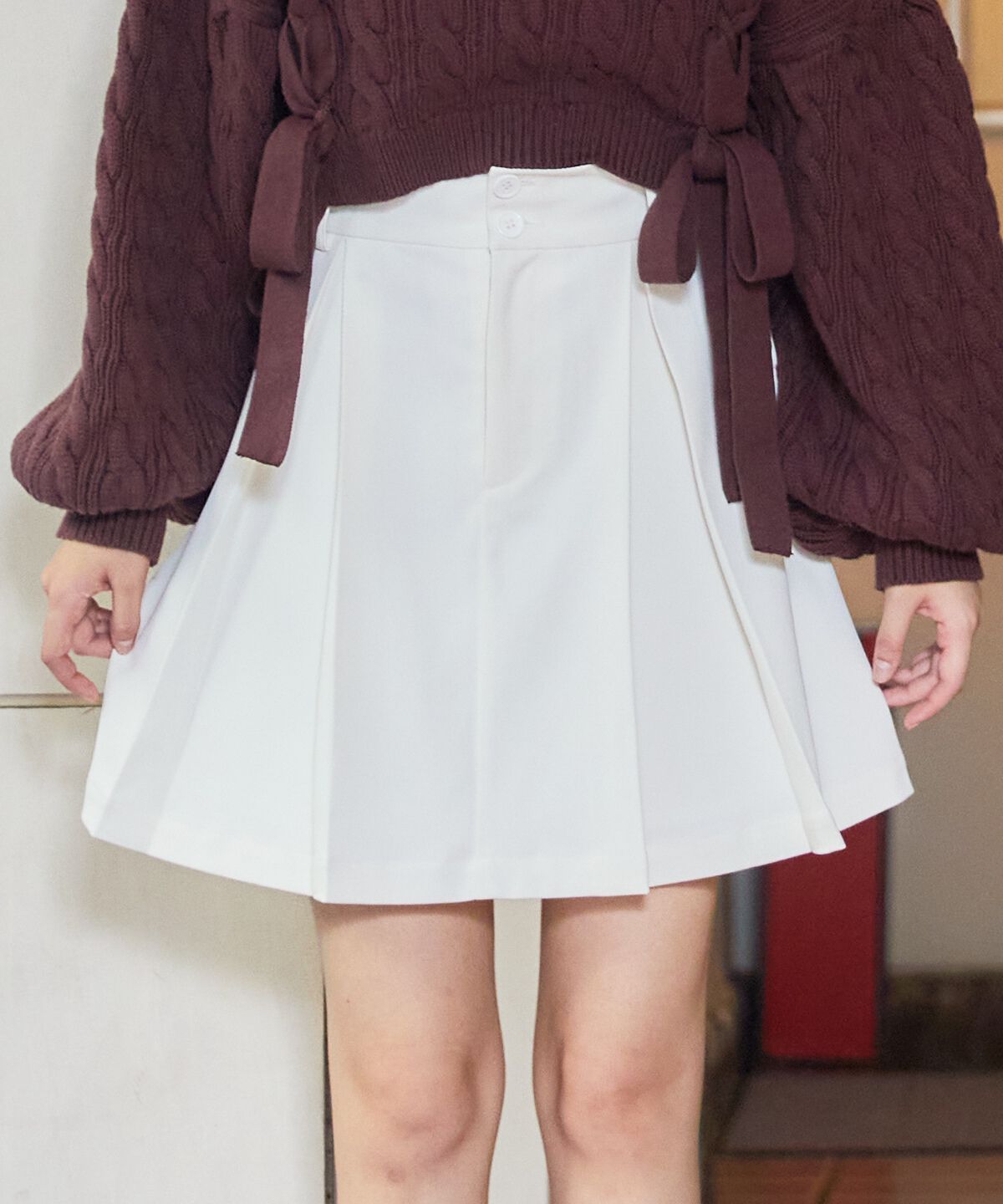 REDYAZEL「タックプリーツミニスカート」|フレア|