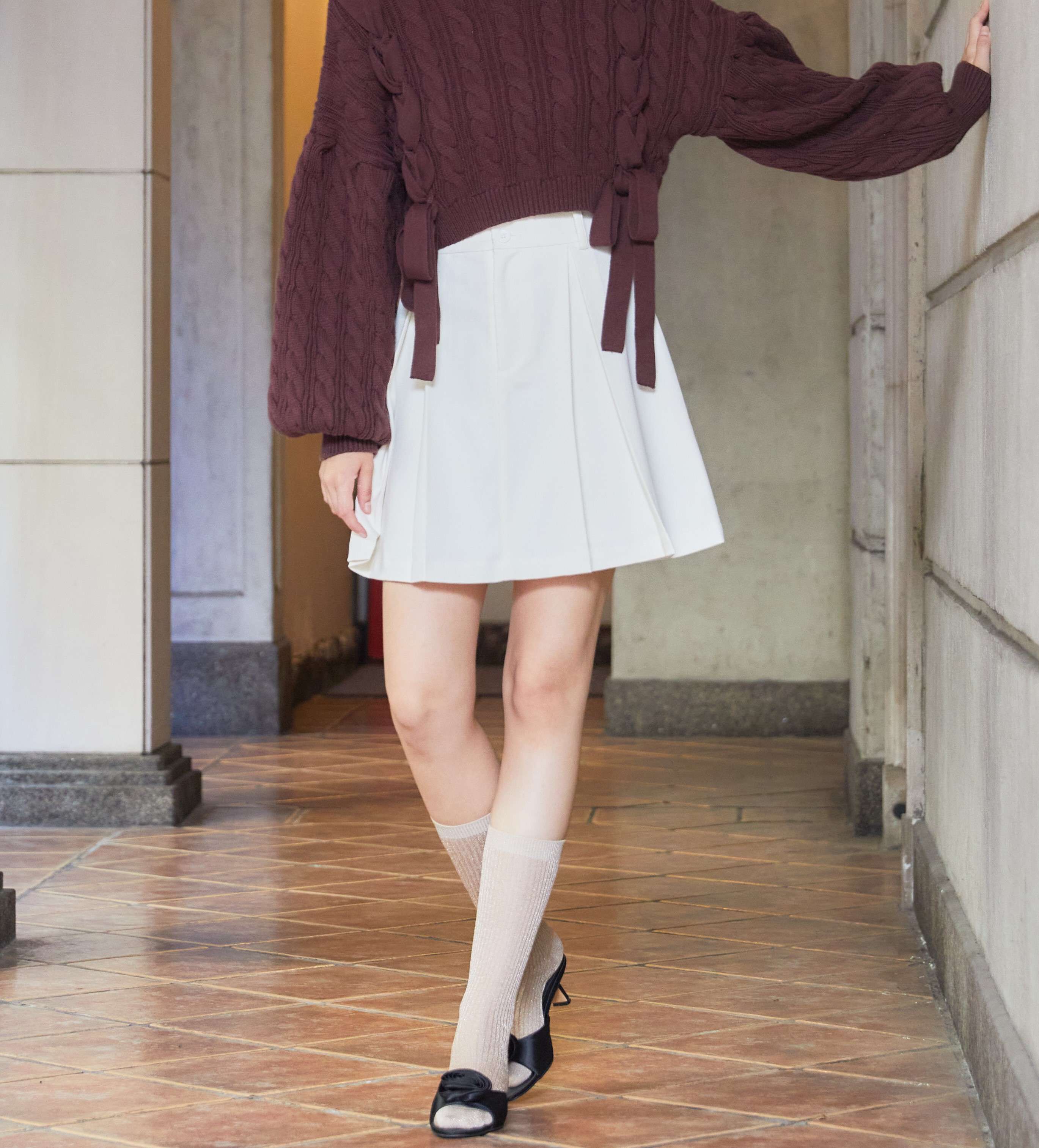 REDYAZEL「タックプリーツミニスカート」|フレア|