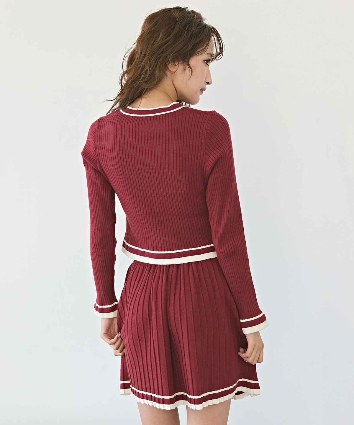 REDYAZEL「ラインスキームニットカーディガン&times;スカートセットアップ」|ワンピース|