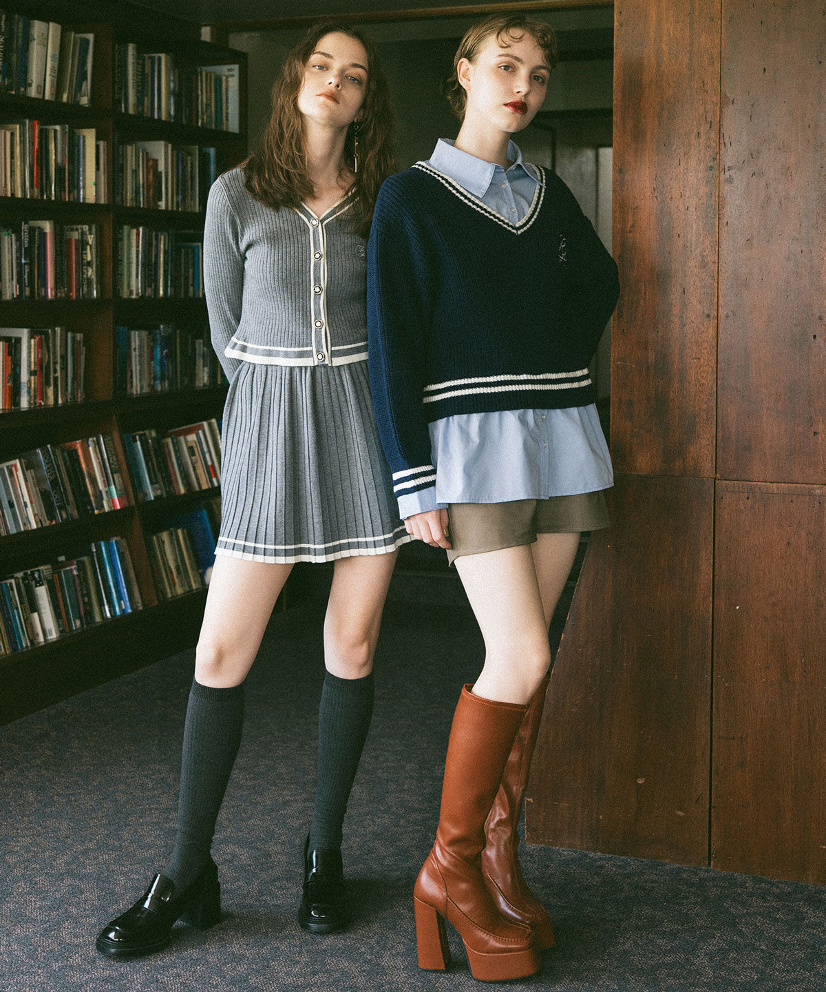 REDYAZEL「ラインスキームニットカーディガン&times;スカートセットアップ」|ワンピース|