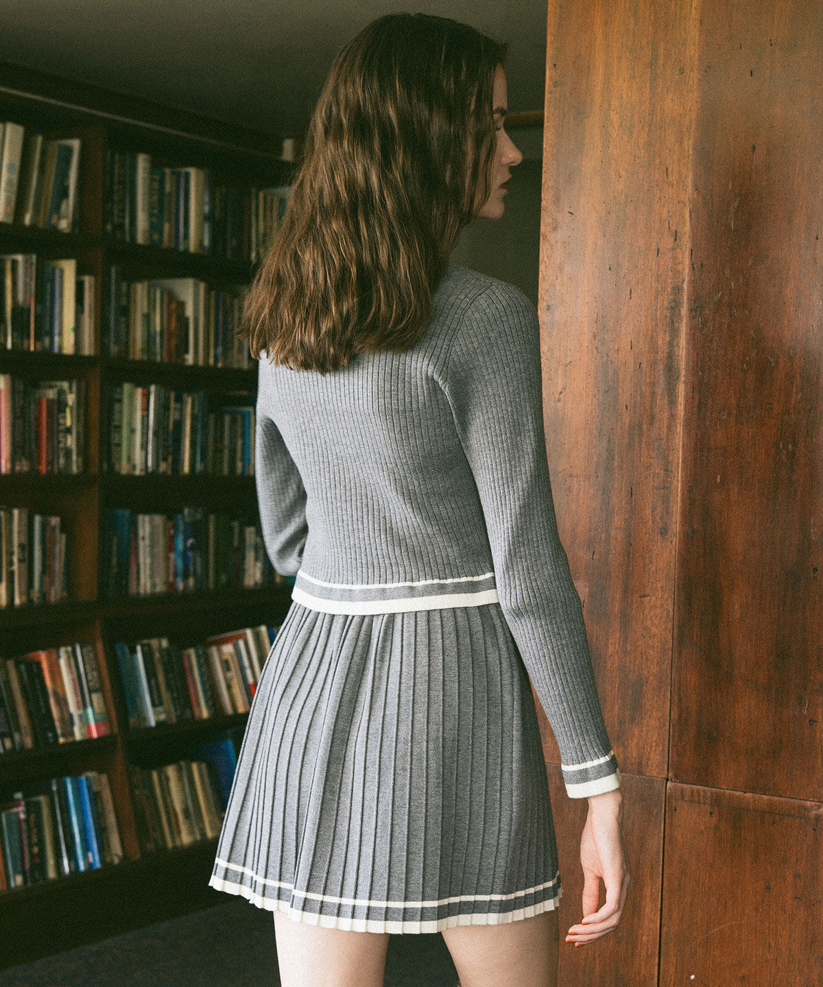 REDYAZEL「ラインスキームニットカーディガン&times;スカートセットアップ」|ワンピース|