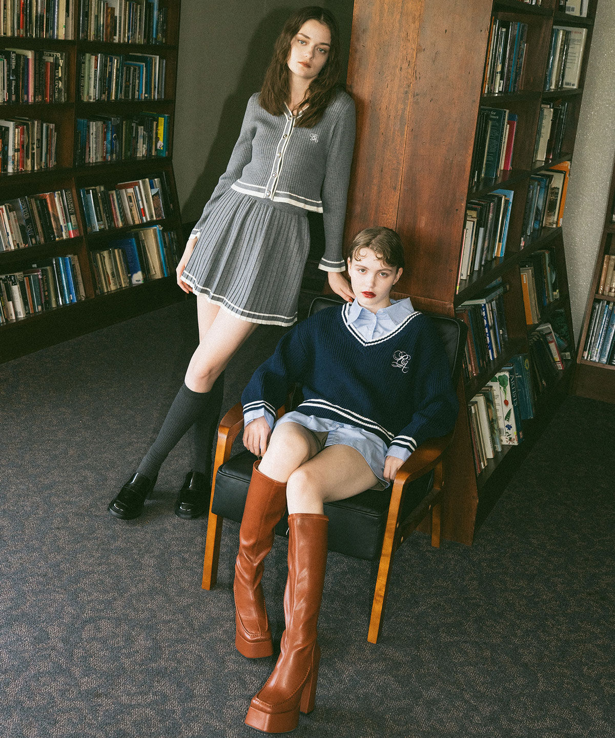 REDYAZEL「ラインスキームニットカーディガン&times;スカートセットアップ」|ワンピース|