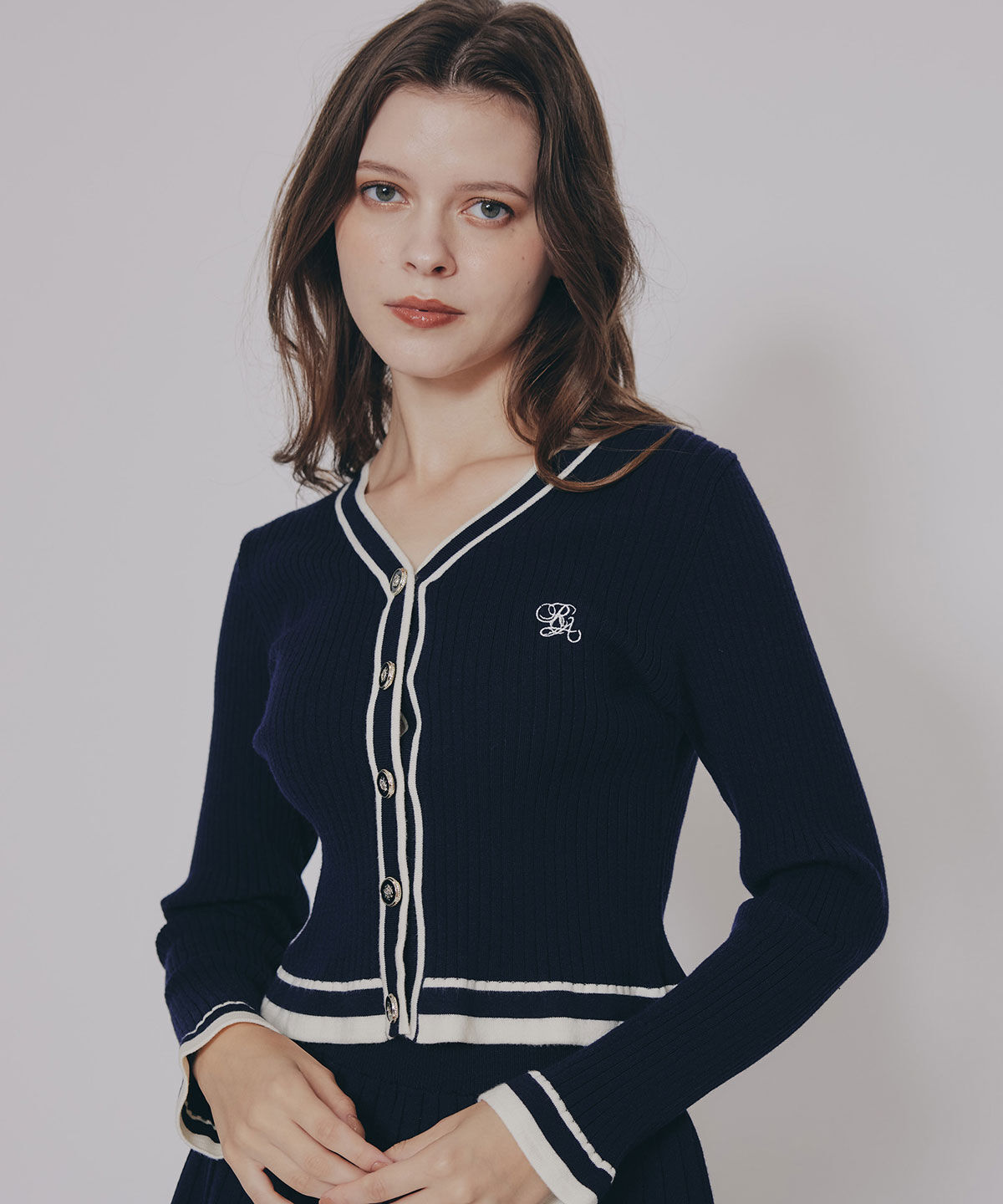 REDYAZEL「ラインスキームニットカーディガン&times;スカートセットアップ」|ワンピース|