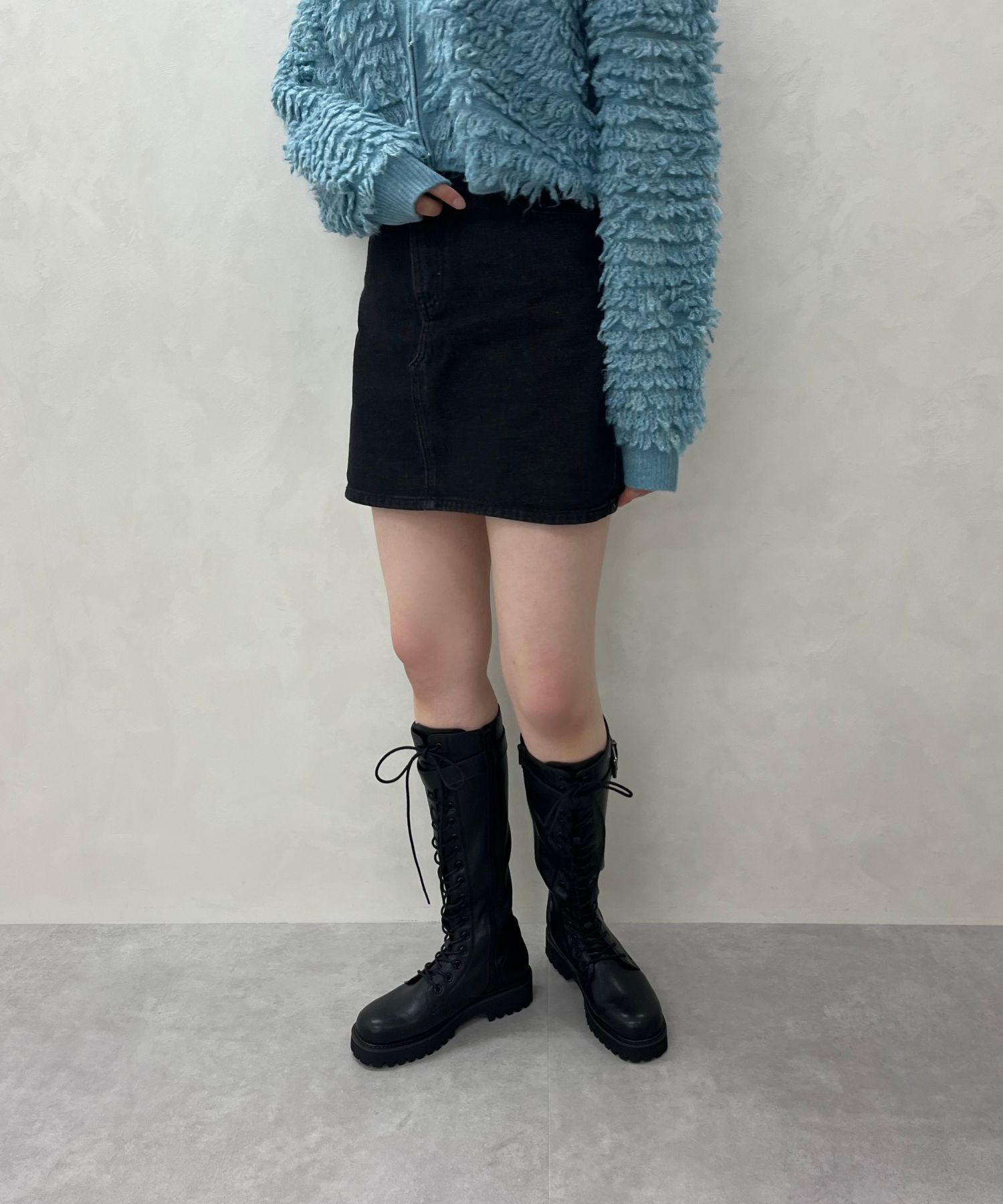 ORiental TRaffic「●2025秋冬新作●サイドベルト レースアップ ロングブーツ /55501 ストレッチ」|ロングブーツ|