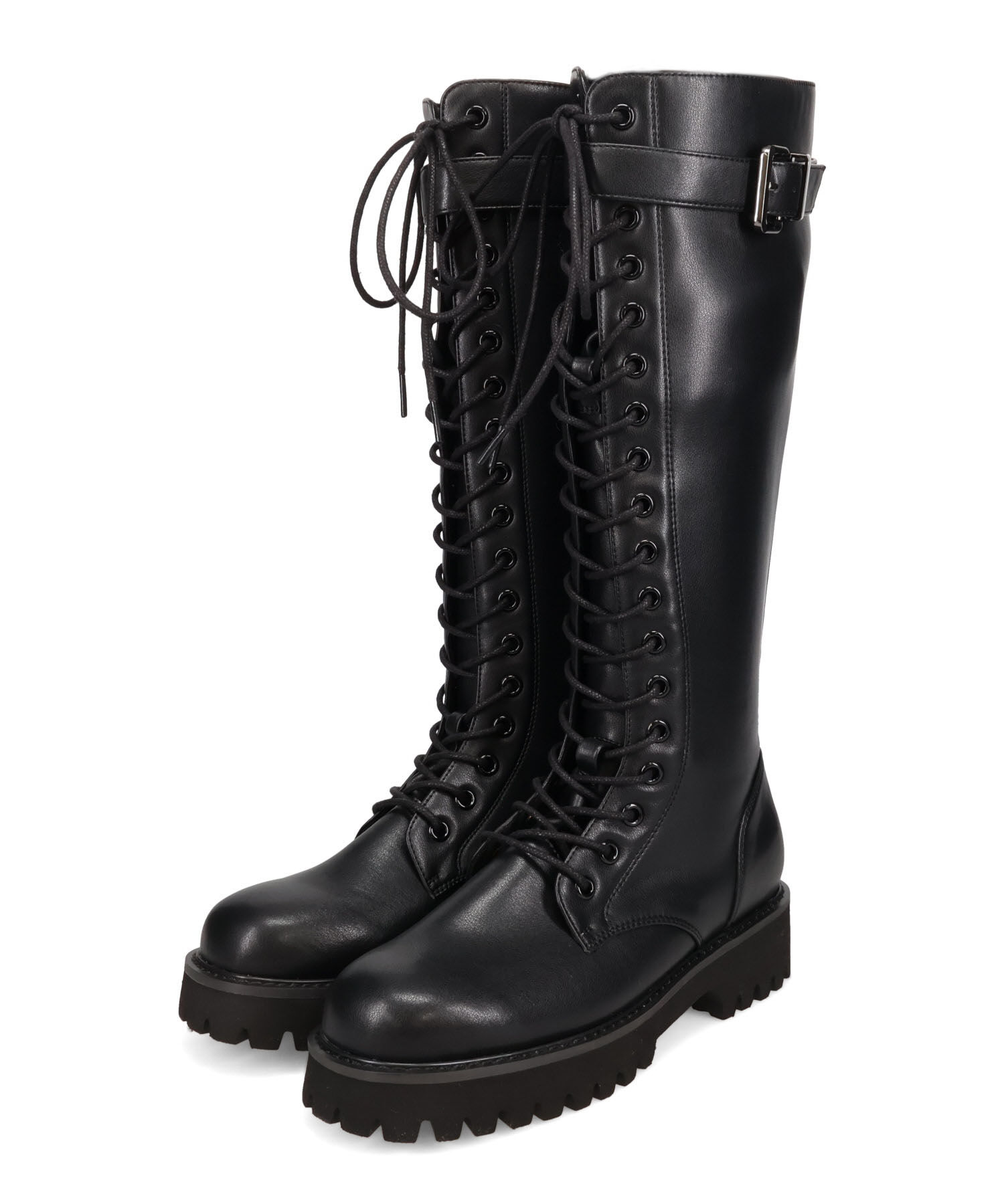 ORiental TRaffic「●2025秋冬新作●サイドベルト レースアップ ロングブーツ /55501 ストレッチ」|ロングブーツ|