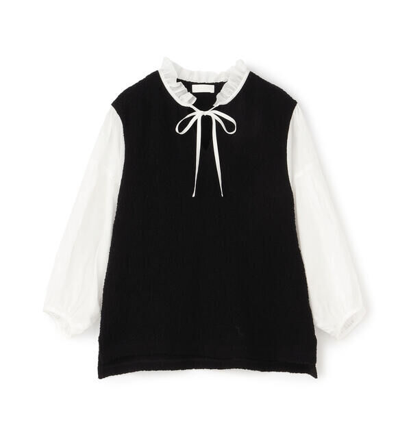 Ballsey「バルキーヤーンジャージーコンビ ボリュームスリーブプルオーバー」|Tシャツ・カットソー|