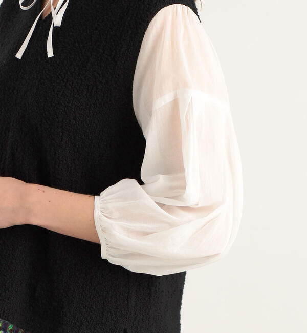 Ballsey「バルキーヤーンジャージーコンビ ボリュームスリーブプルオーバー」|Tシャツ・カットソー|