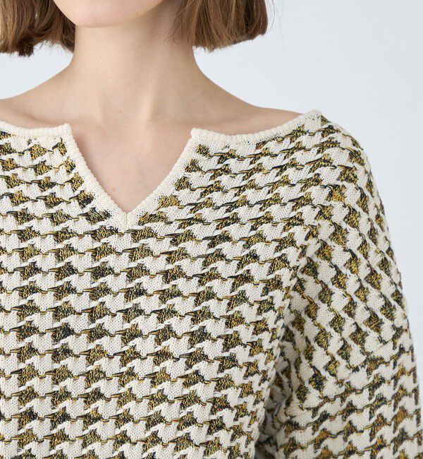 MACPHEE「ハウンドトゥース キーネックプルオーバー」|ニット・セーター|