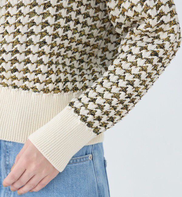 MACPHEE「ハウンドトゥース キーネックプルオーバー」|ニット・セーター|