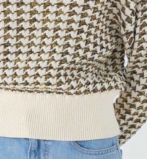 MACPHEE「ハウンドトゥース キーネックプルオーバー」|ニット・セーター|