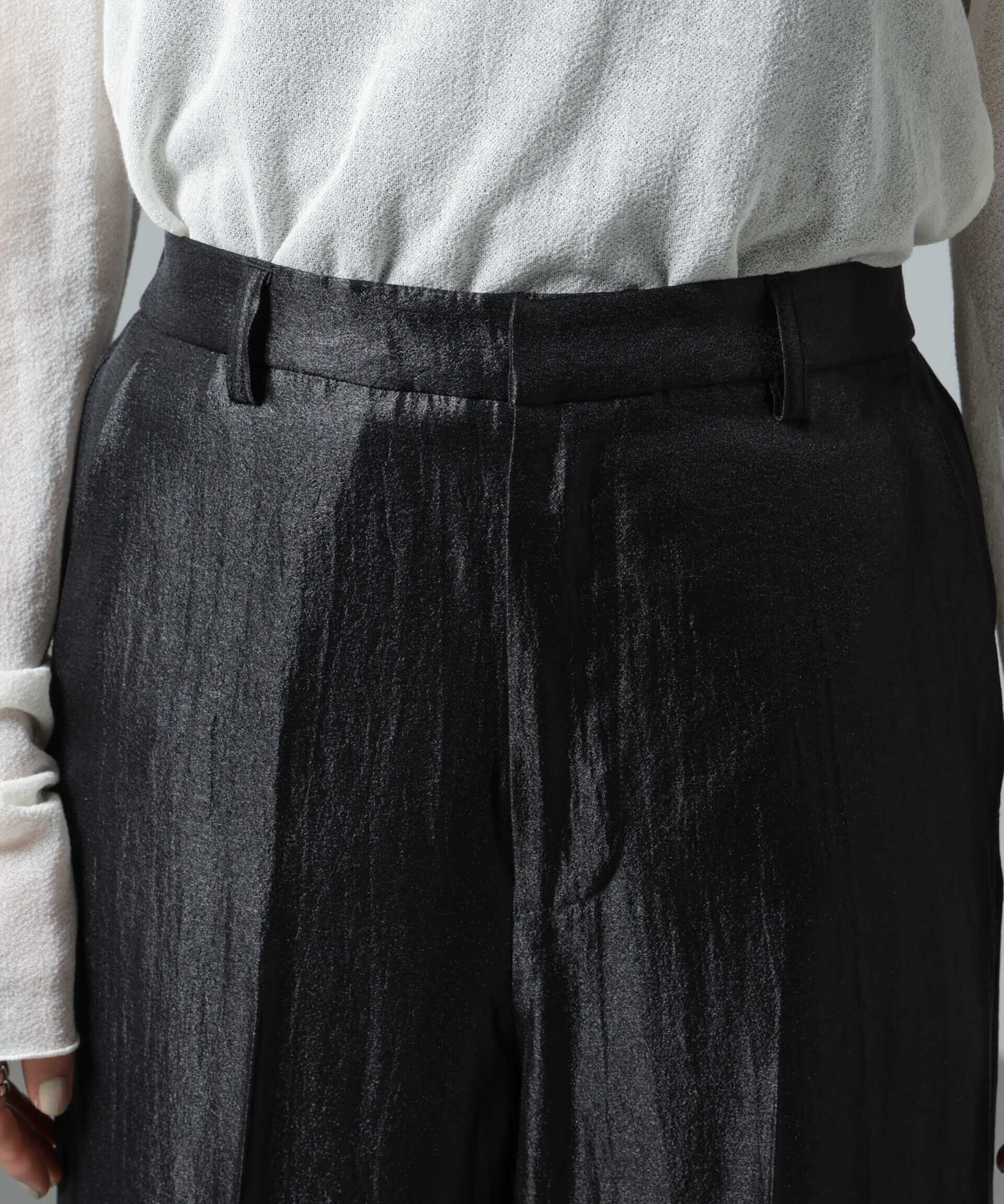 nano･universe「シャイニーサテンイージーパンツ」|チノ|