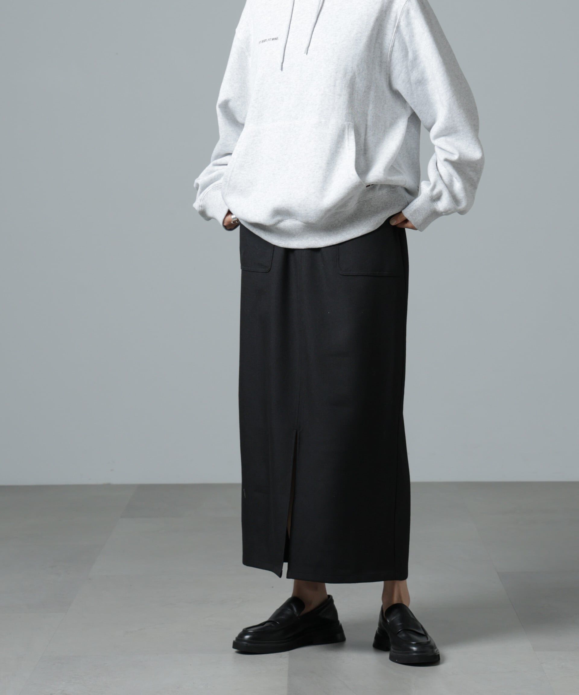 nano･universe「フロントスリットタイトナロースカート」|スカート|ブラック