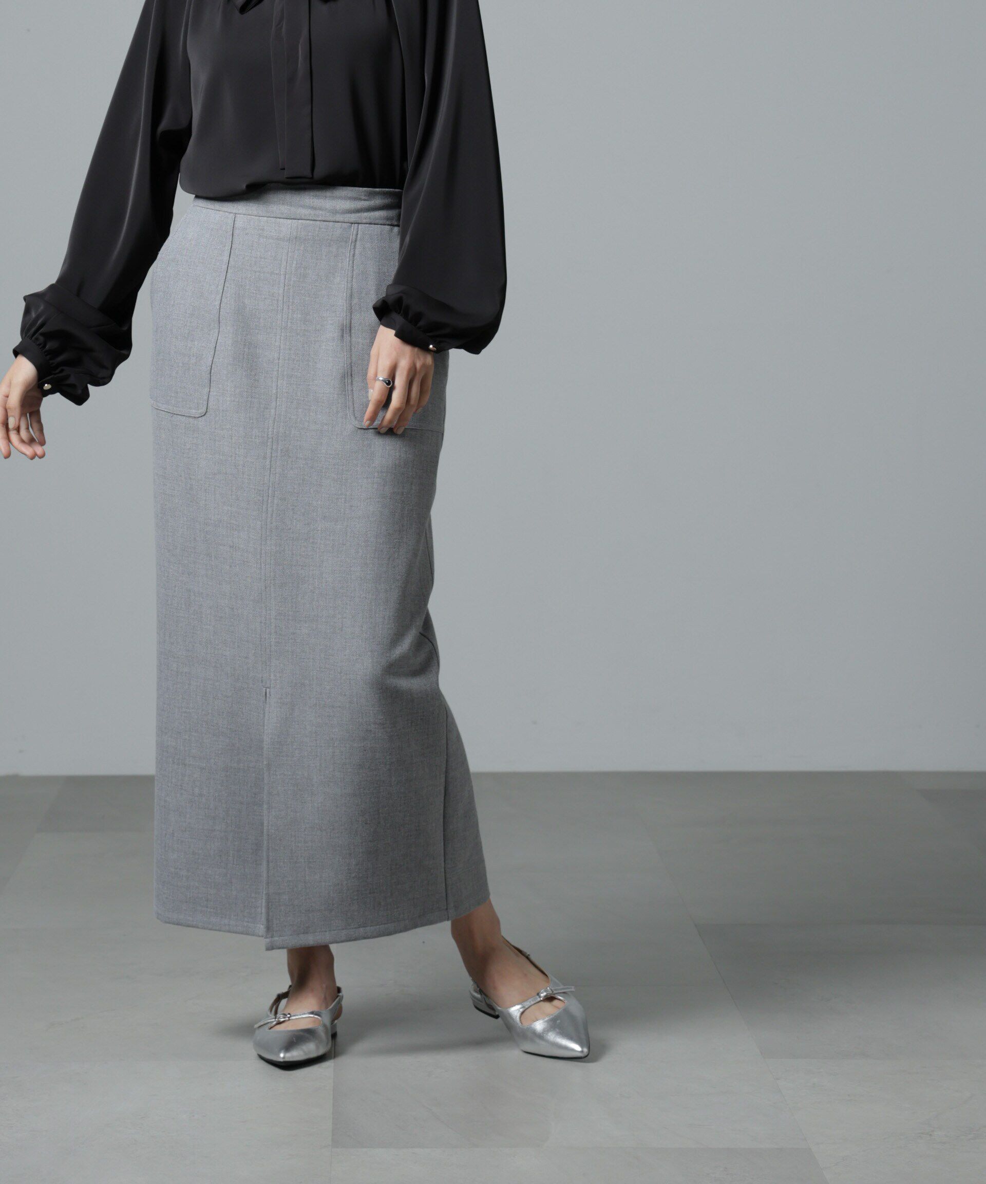 nano･universe「フロントスリットタイトナロースカート」|スカート|