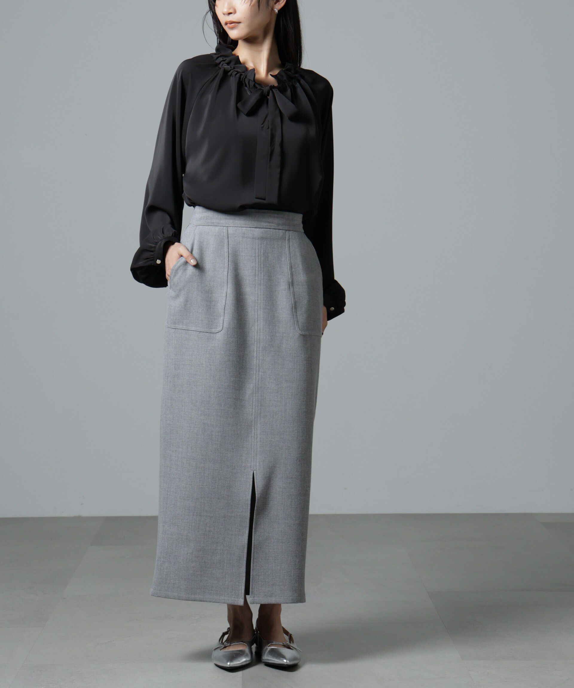 nano･universe「フロントスリットタイトナロースカート」|スカート|