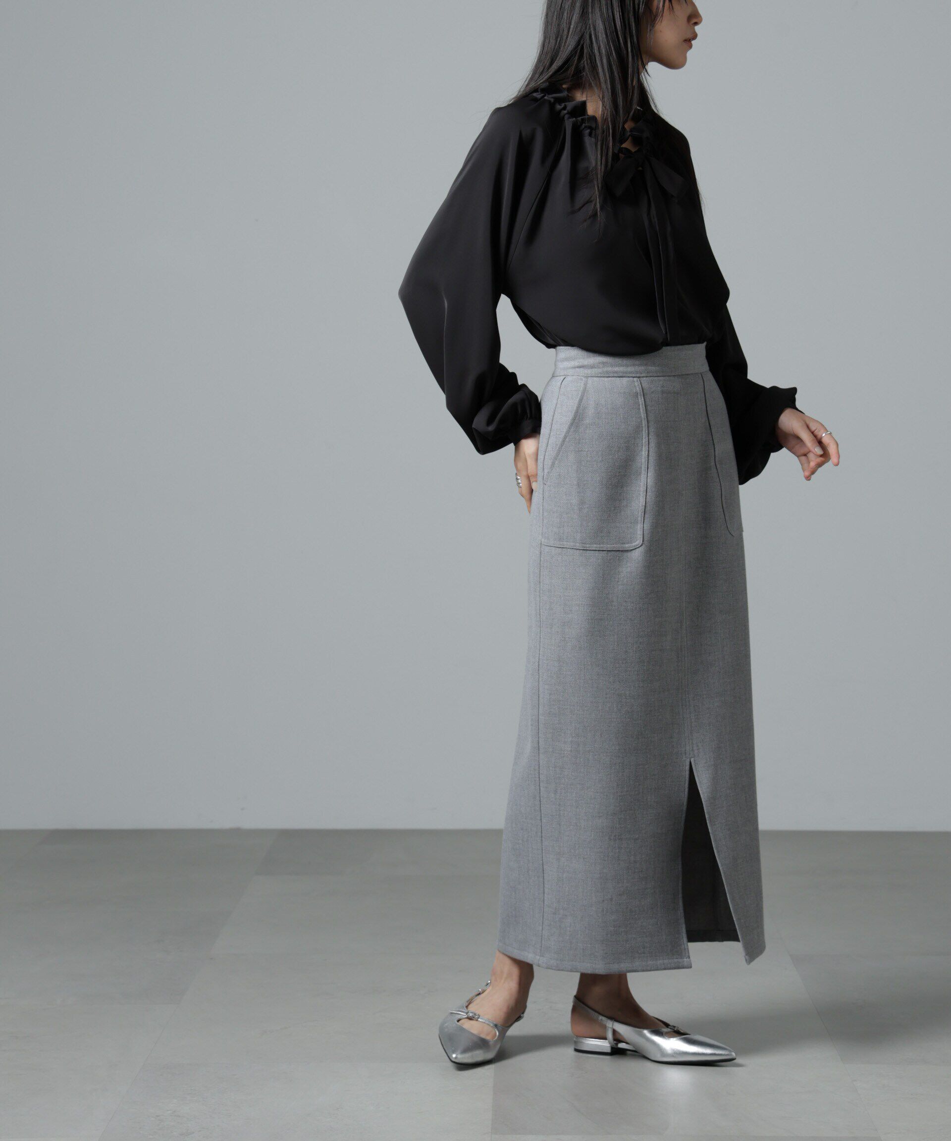 nano･universe「フロントスリットタイトナロースカート」|スカート|