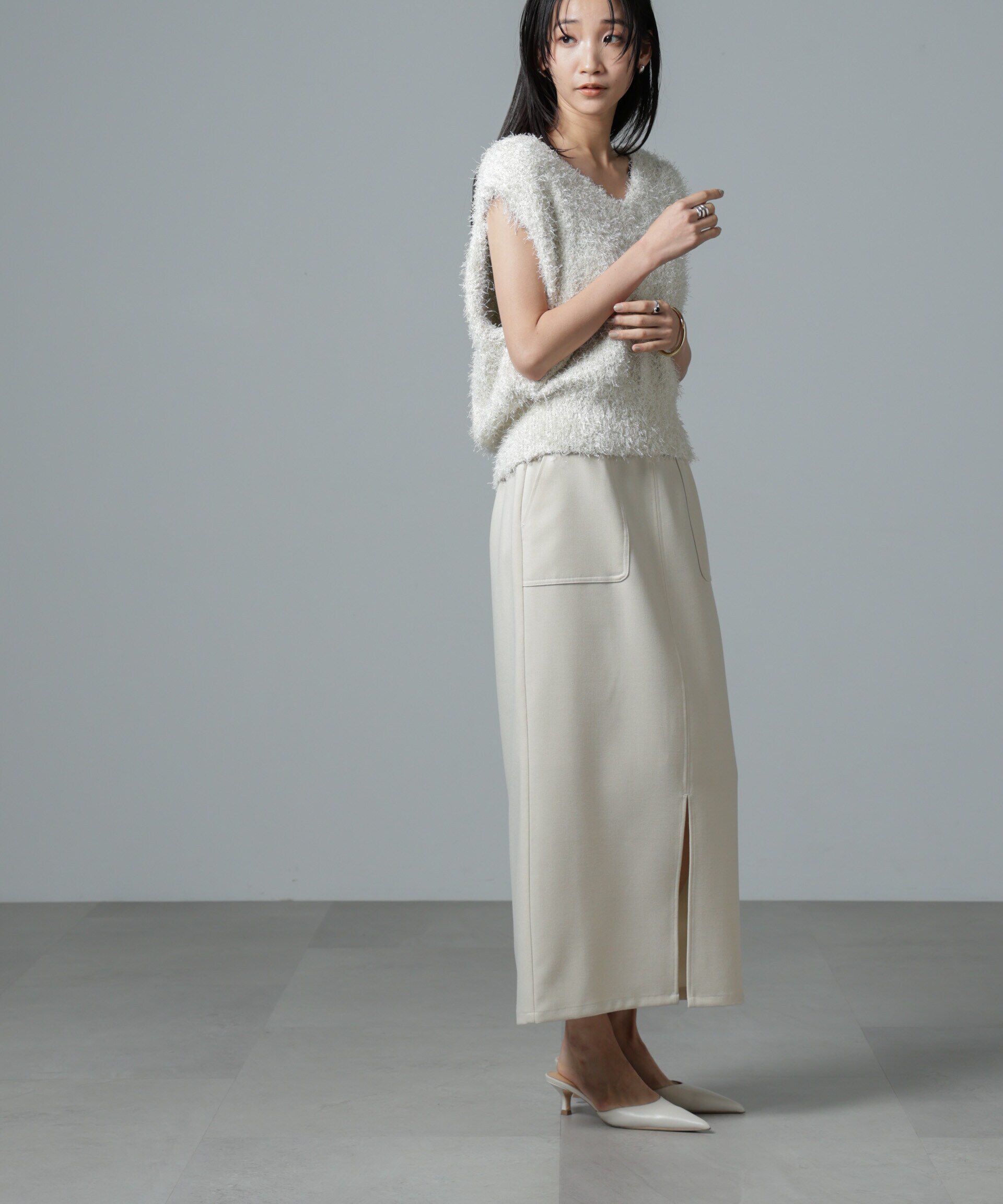 nano･universe「フロントスリットタイトナロースカート」|スカート|