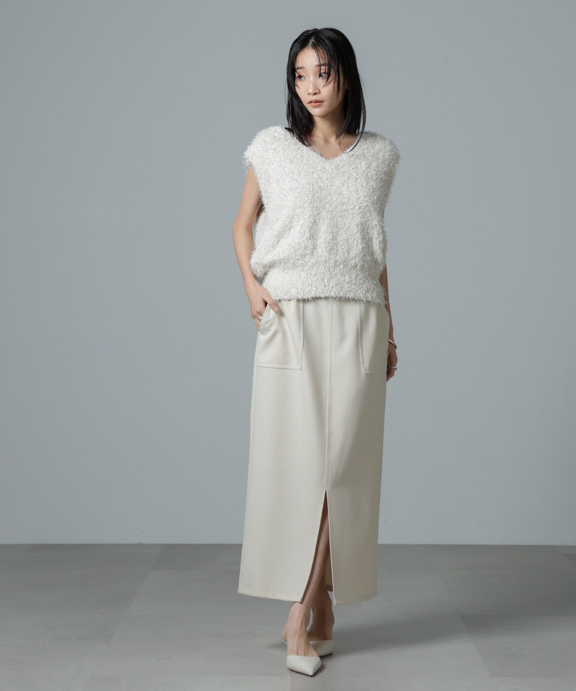 nano･universe「フロントスリットタイトナロースカート」|スカート|