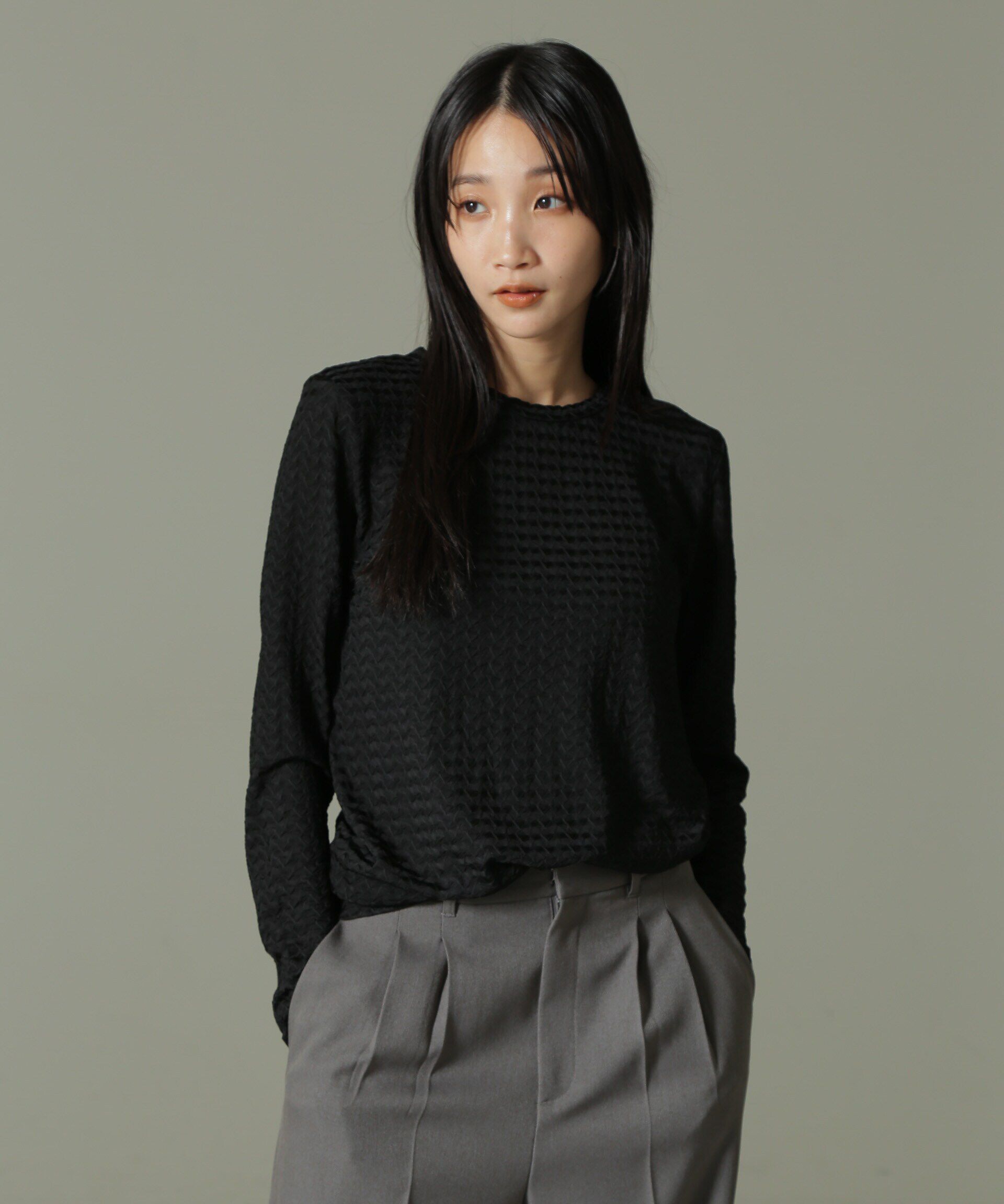 nano･universe「前後2WAYシャーリングカットトップス」|Tシャツ・カットソー|