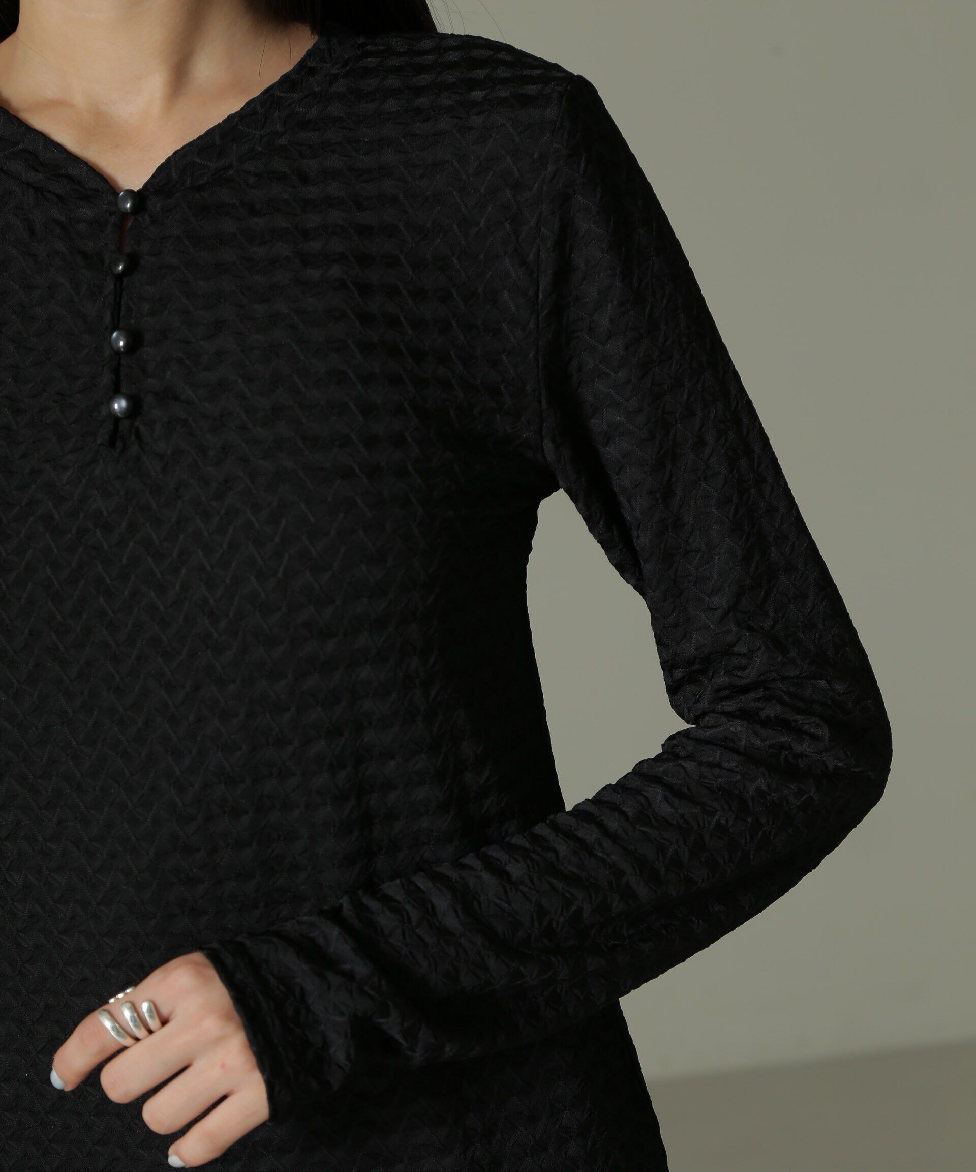 nano･universe「前後2WAYシャーリングカットトップス」|Tシャツ・カットソー|