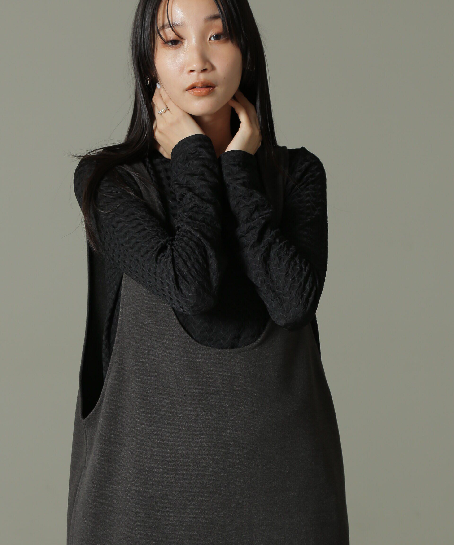 nano･universe「前後2WAYシャーリングカットトップス」|Tシャツ・カットソー|