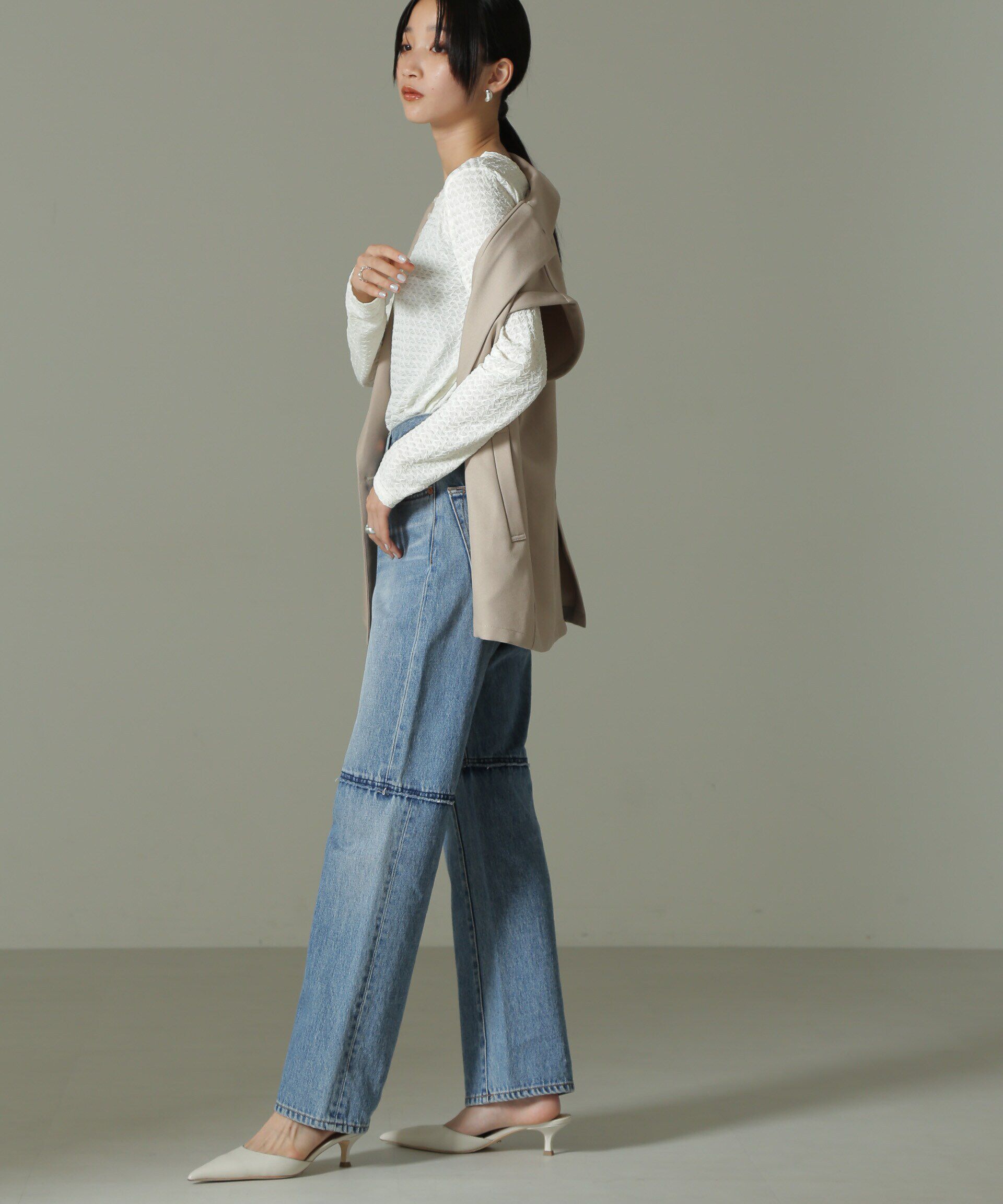 nano･universe「前後2WAYシャーリングカットトップス」|Tシャツ・カットソー|