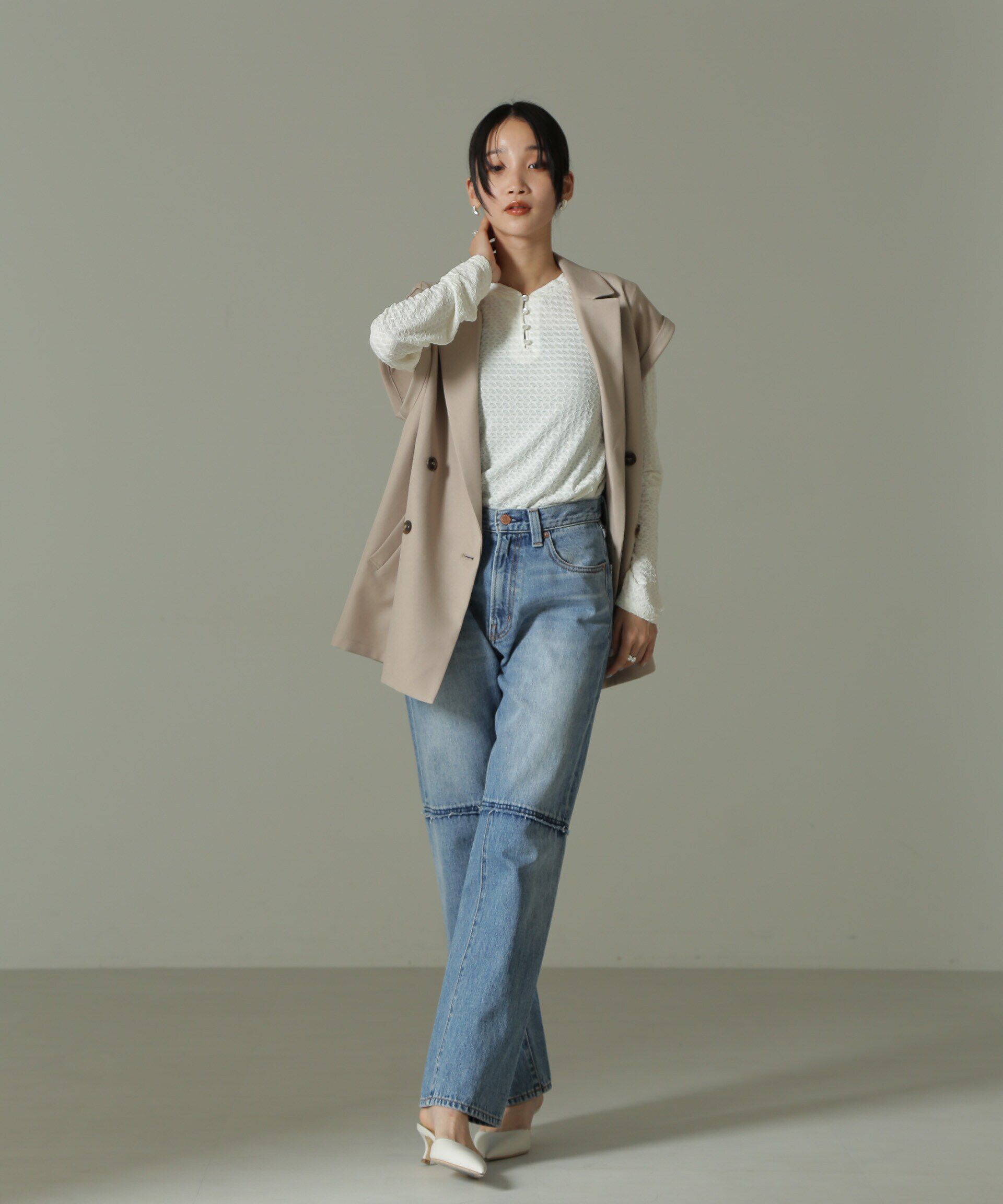 nano･universe「前後2WAYシャーリングカットトップス」|Tシャツ・カットソー|