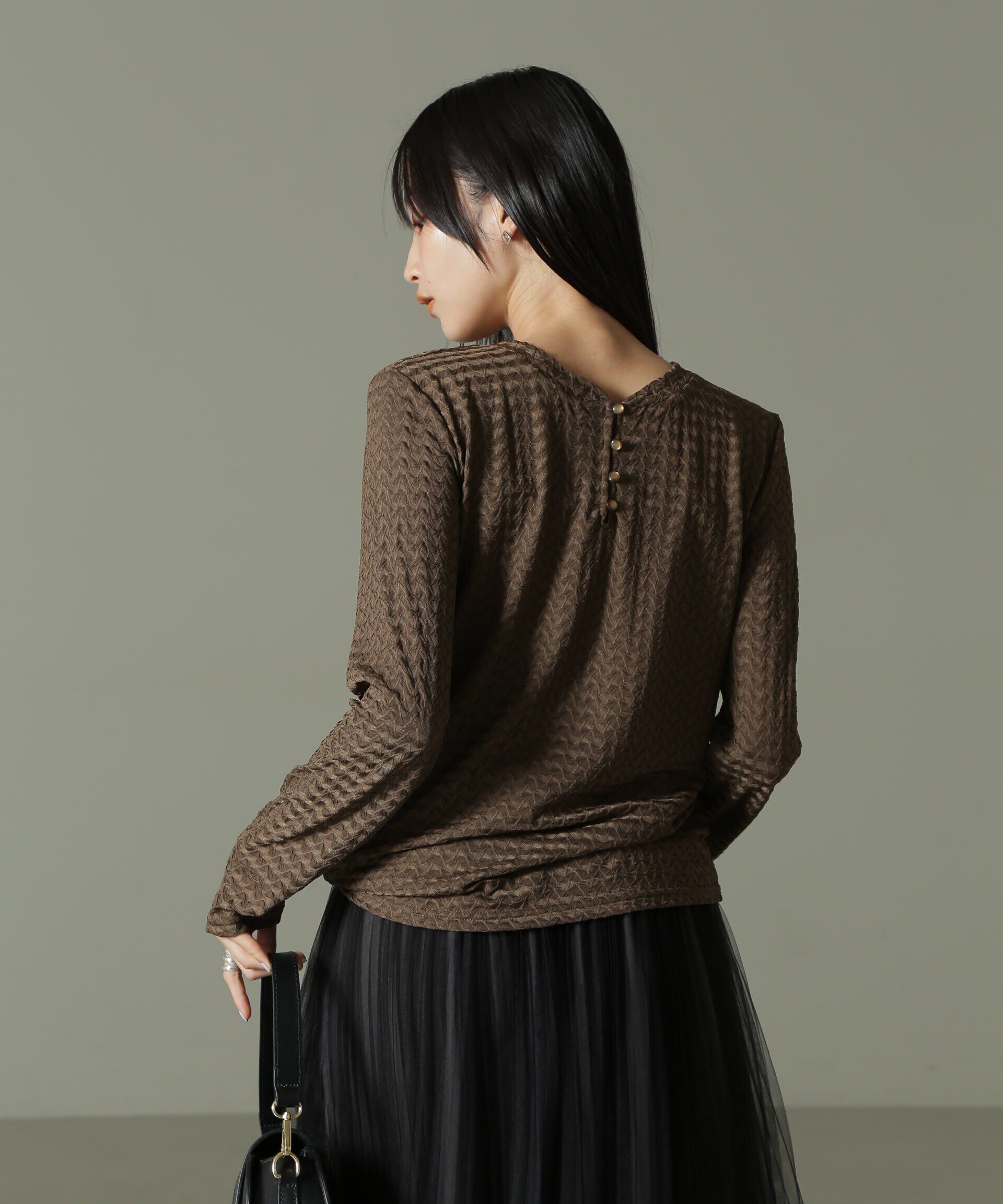 nano･universe「前後2WAYシャーリングカットトップス」|Tシャツ・カットソー|