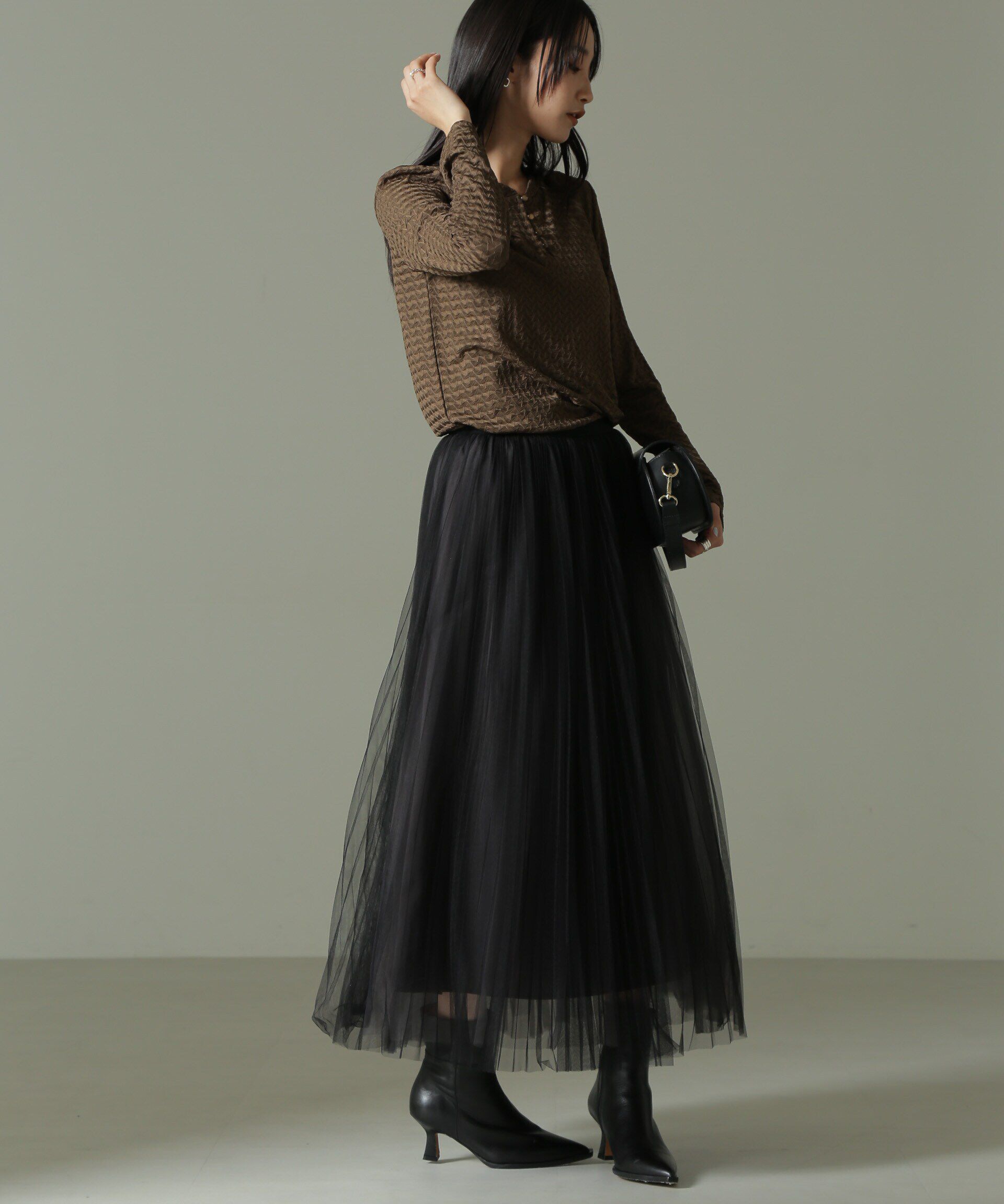 nano･universe「前後2WAYシャーリングカットトップス」|Tシャツ・カットソー|