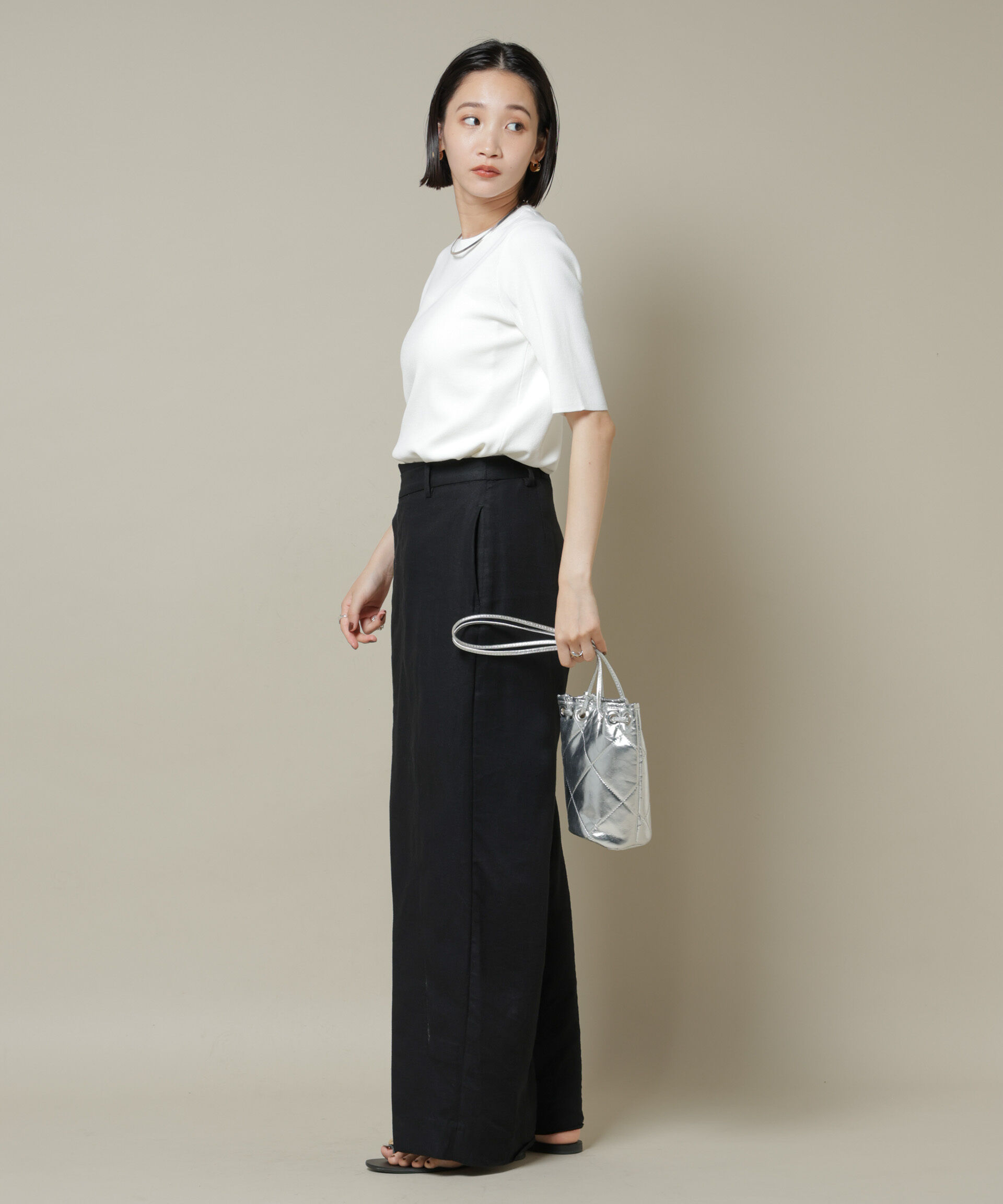 nano･universe「洗濯機洗い可UVカット接触冷感半袖ニット」|ニット・セーター|