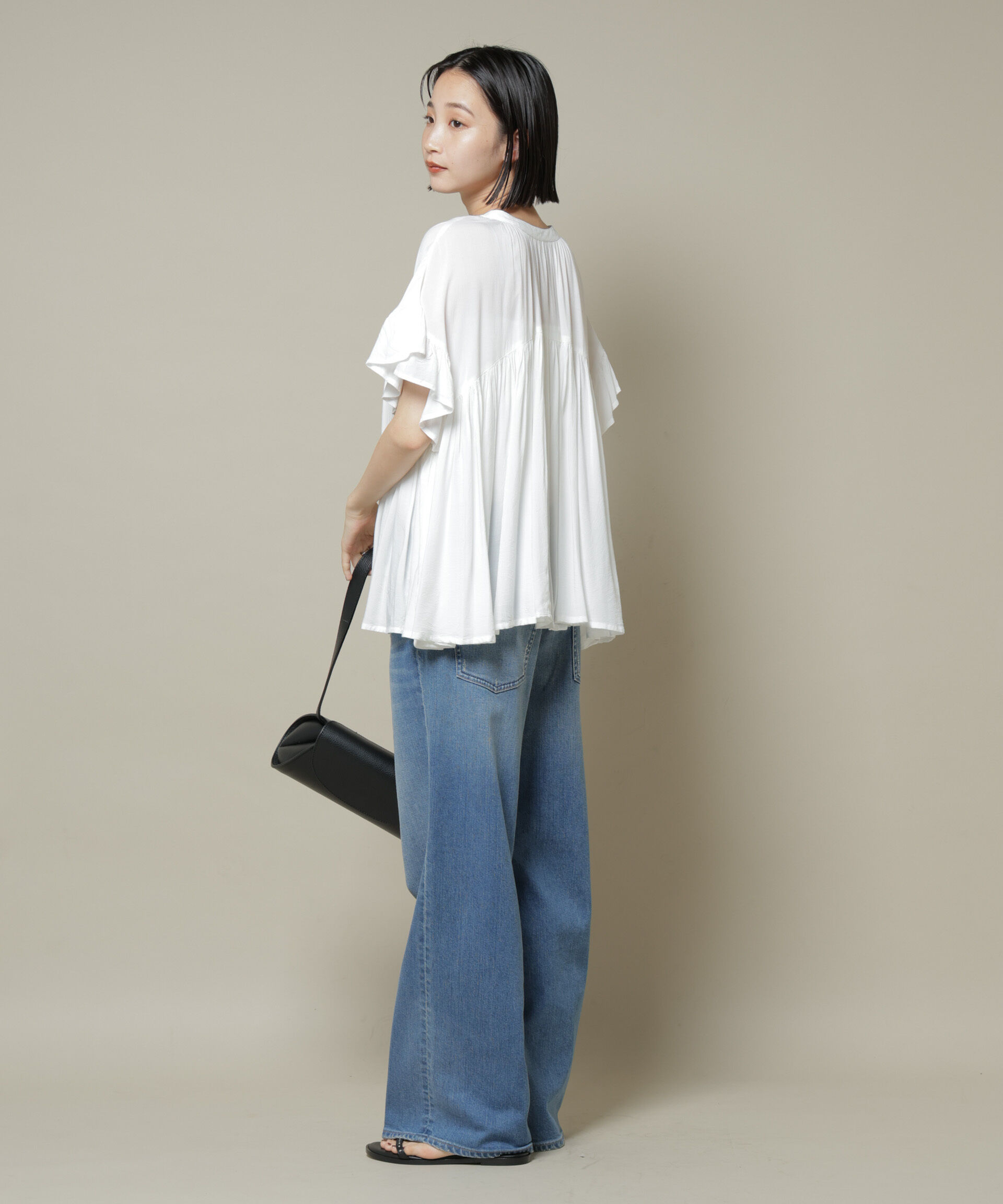 nano･universe「made in INDIA フリルスリーブギャザーブラウス(セットアップ可)」|シャツ・ブラウス|