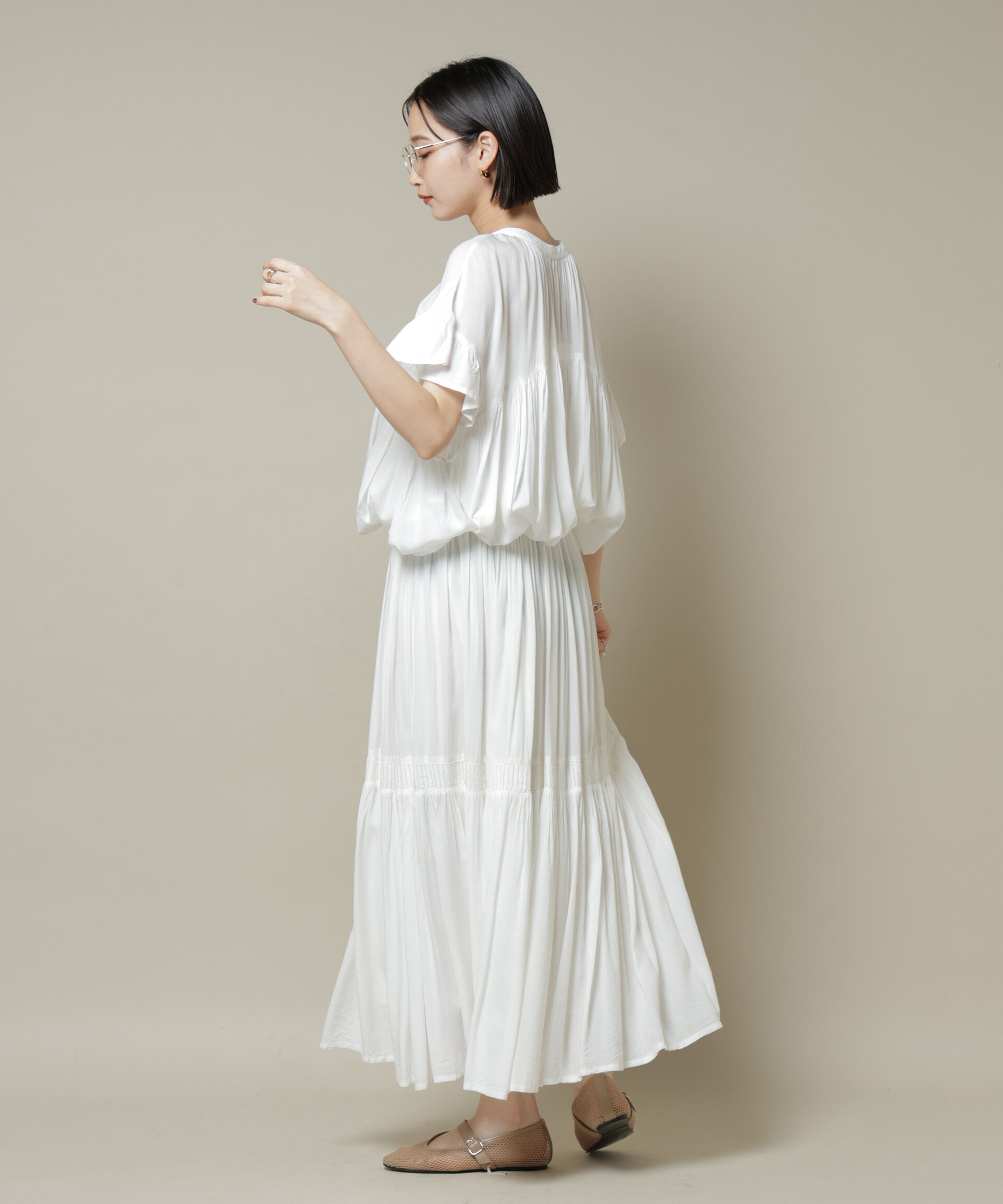 nano･universe「made in INDIA フリルスリーブギャザーブラウス(セットアップ可)」|シャツ・ブラウス|