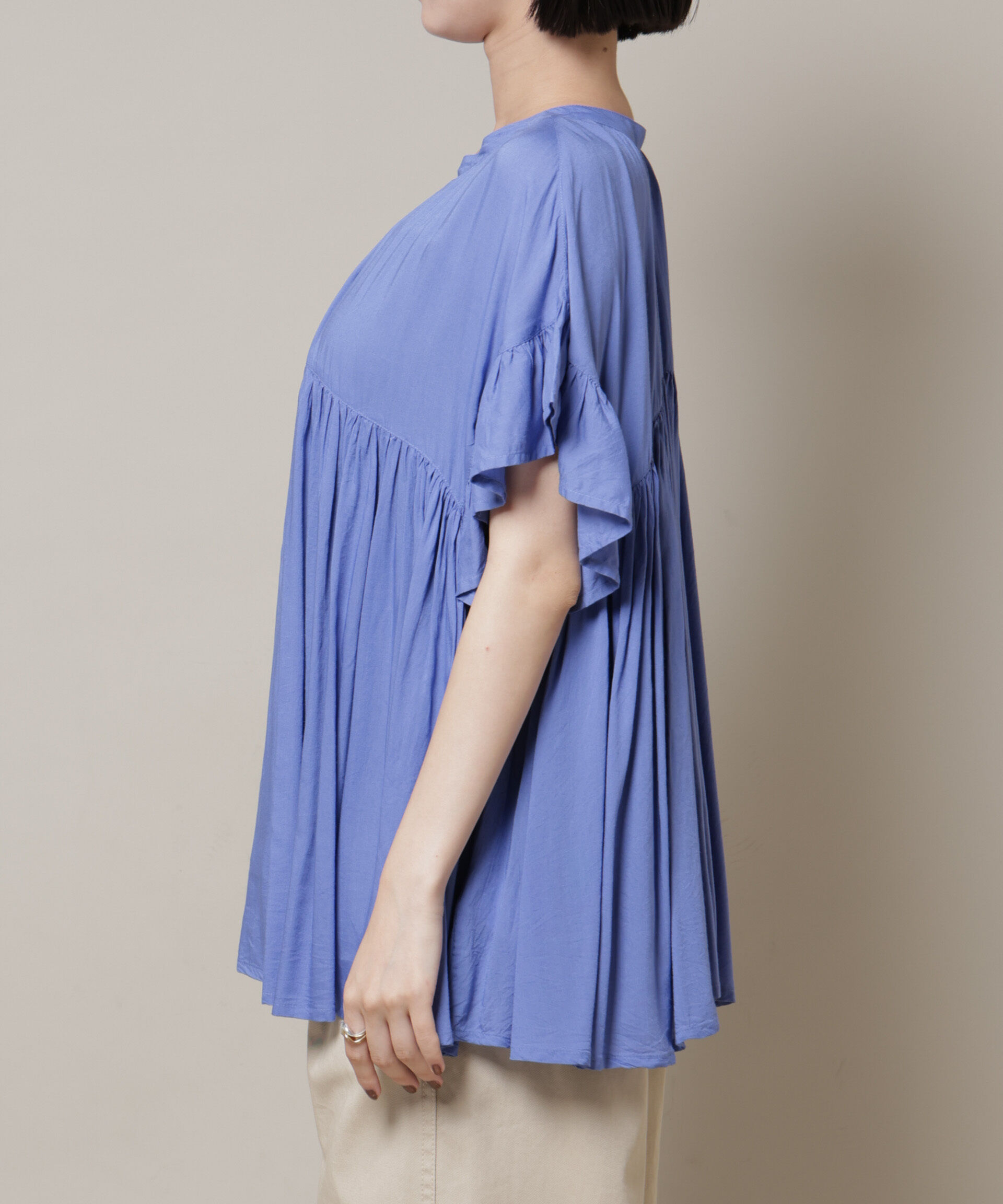 nano･universe「made in INDIA フリルスリーブギャザーブラウス(セットアップ可)」|シャツ・ブラウス|