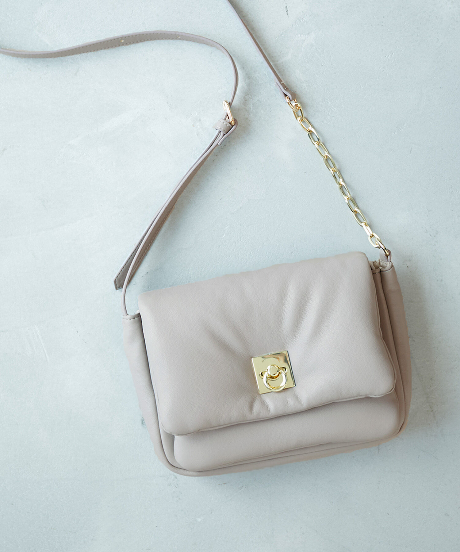 ROPE PICNIC PASSAGE「パディングアシンメトリーチェーンミニショルダーバッグ」|ショルダー・メッセンジャー|グレー(07)