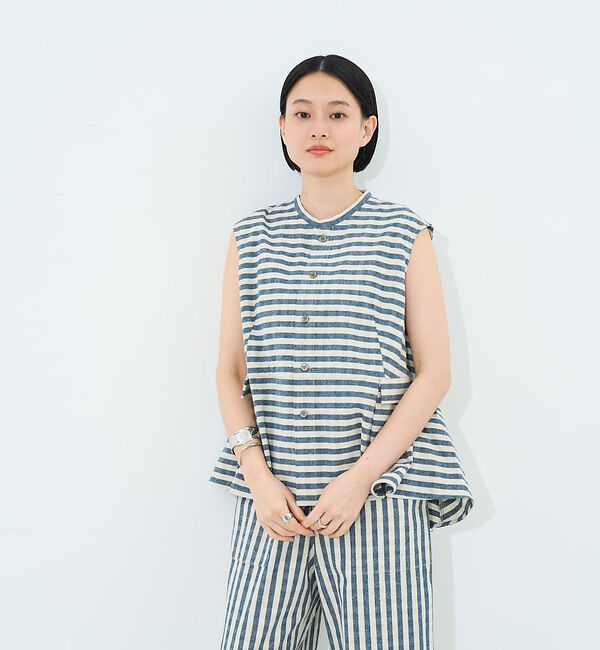 collex「ボーダーノースリーブブラウス」|シャツ・ブラウス|