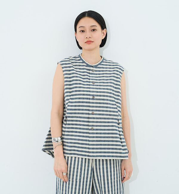 collex「ボーダーノースリーブブラウス」|シャツ・ブラウス|